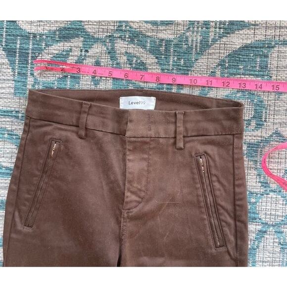 Level 99 Brown Wax‎ Coated Ankle Crop Pants Zipper Pockets - Size 25 - Picture 8 of 12